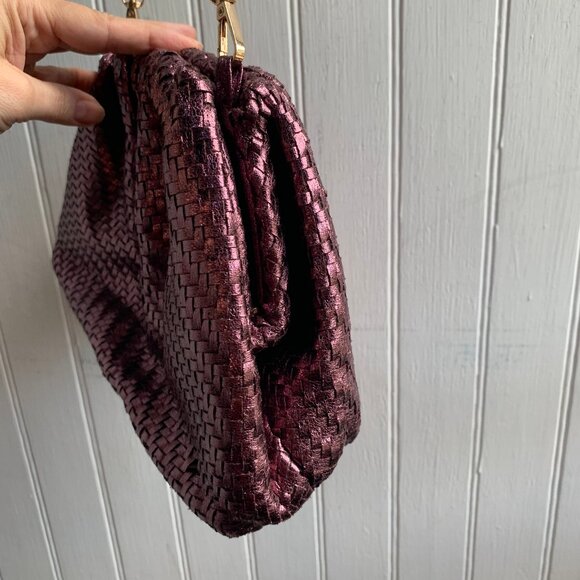 By Anthropologie Frankie Pink Metallic Chain Strap Clutch Crossbody Purse Dressy - Picture 7 of 14